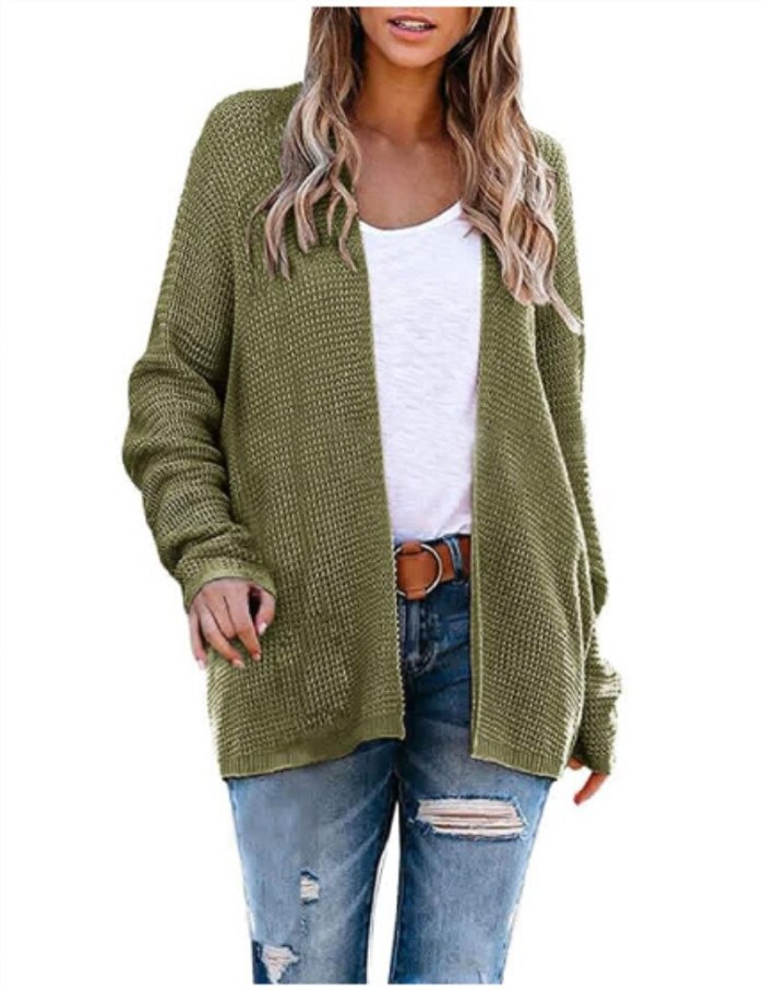 2021 Casual Solid Knitted Cardigan Autumn Ladies Basic Sweaters Tops Streetwear Women V-Neck Long Sweater Cardigan Elegant