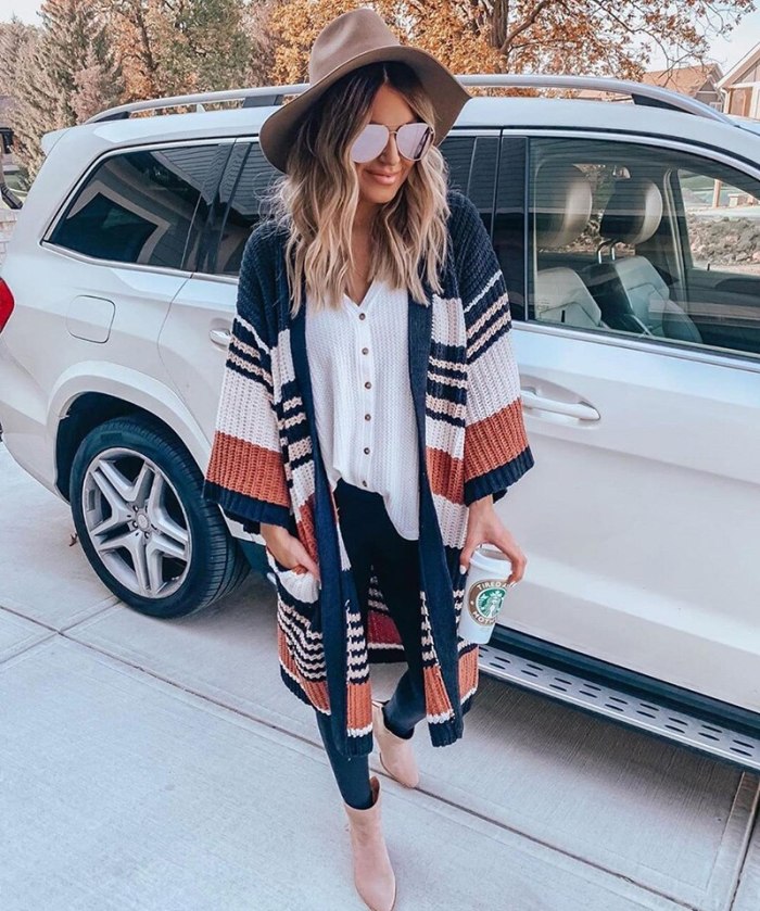 Vintage Striped Flare Long Sleeve Cardigan for Women