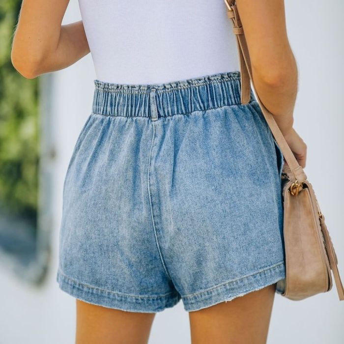 Fashion Tight Shorts Denim Shorts with Pockets Washed Sexy Female Jeans Summer Slim Elasticated Denim Shorts Plus Size Woman