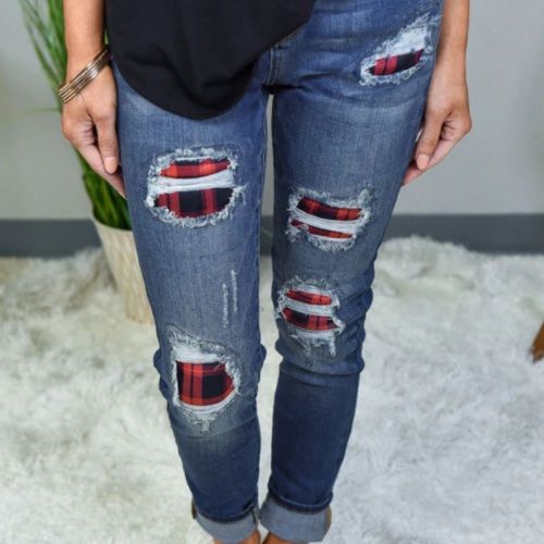 Fashion Ladies Jeans, Ripped Holes and Thinner, P[rinted Patch Ladies Jeans Trousers
