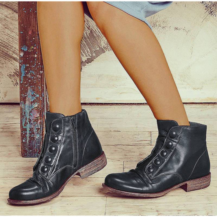 Women Ankle Boots Low Heels Matin Boot Shoes Woman Booties Autumn Matin Shoe Winter