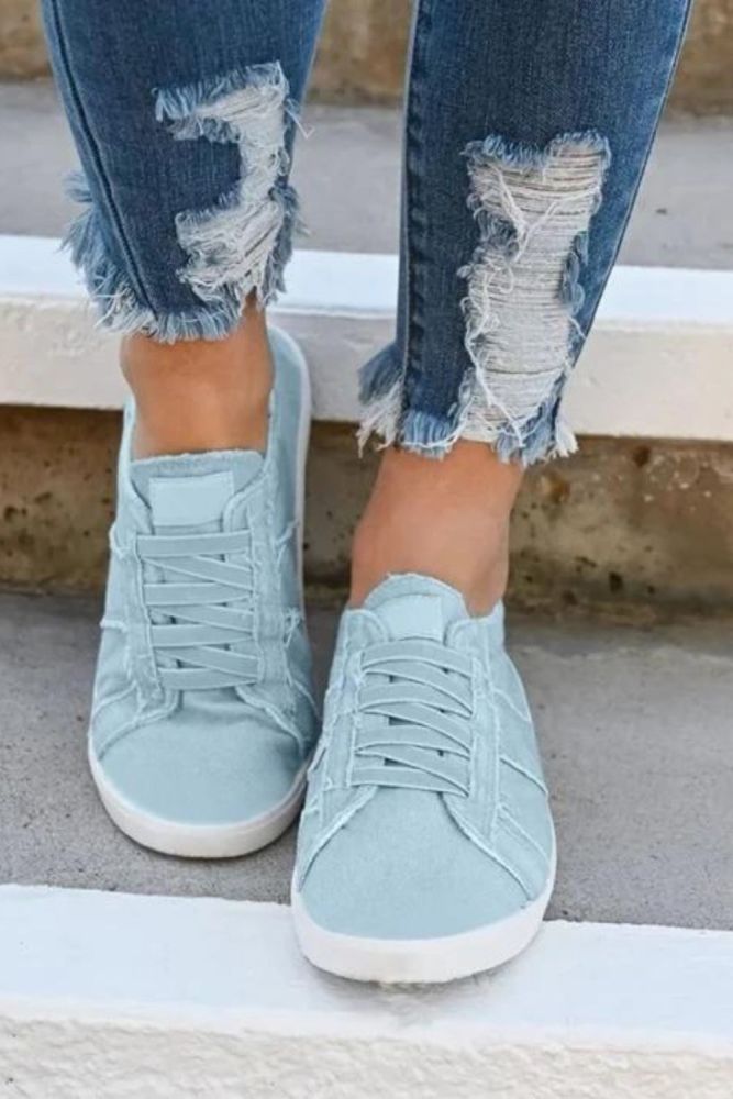 Women's Vulcanized Shoes Summer New Lace-up Pure Color Flat Casual Shoes Comfortable Lightweight Outdoor Sports Shoes