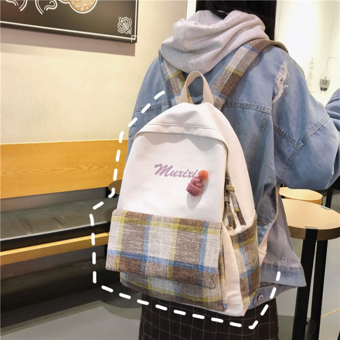 Schoolbag female ins wind small fresh Korean  students simple forest college style backpack travel backpack