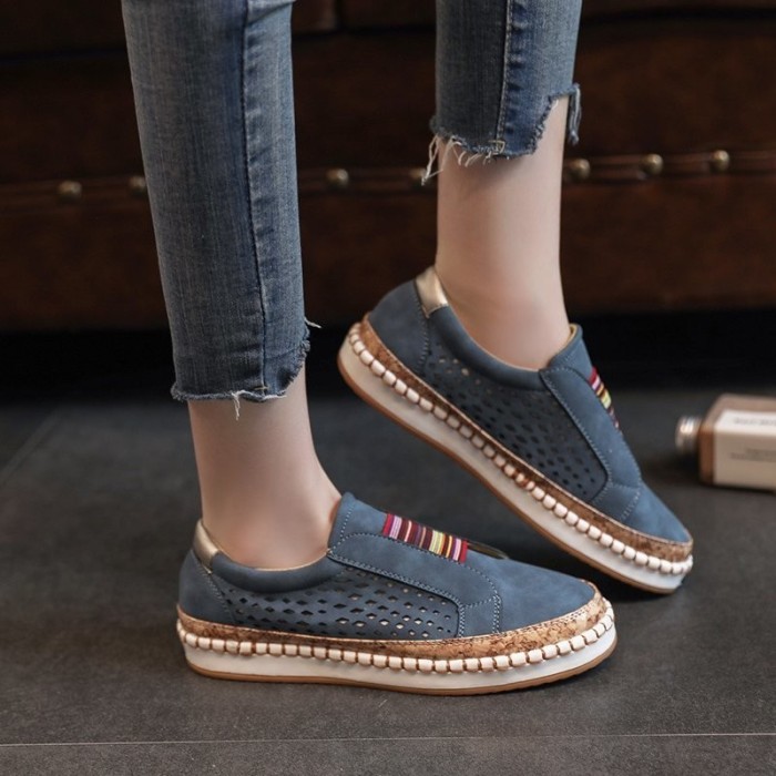 Women's Casual Flats Slip on Shoes Breathable Sport Sneakers