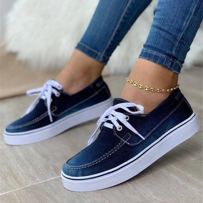 Women's Fashion New Lace-up Flat Canvas Shoes