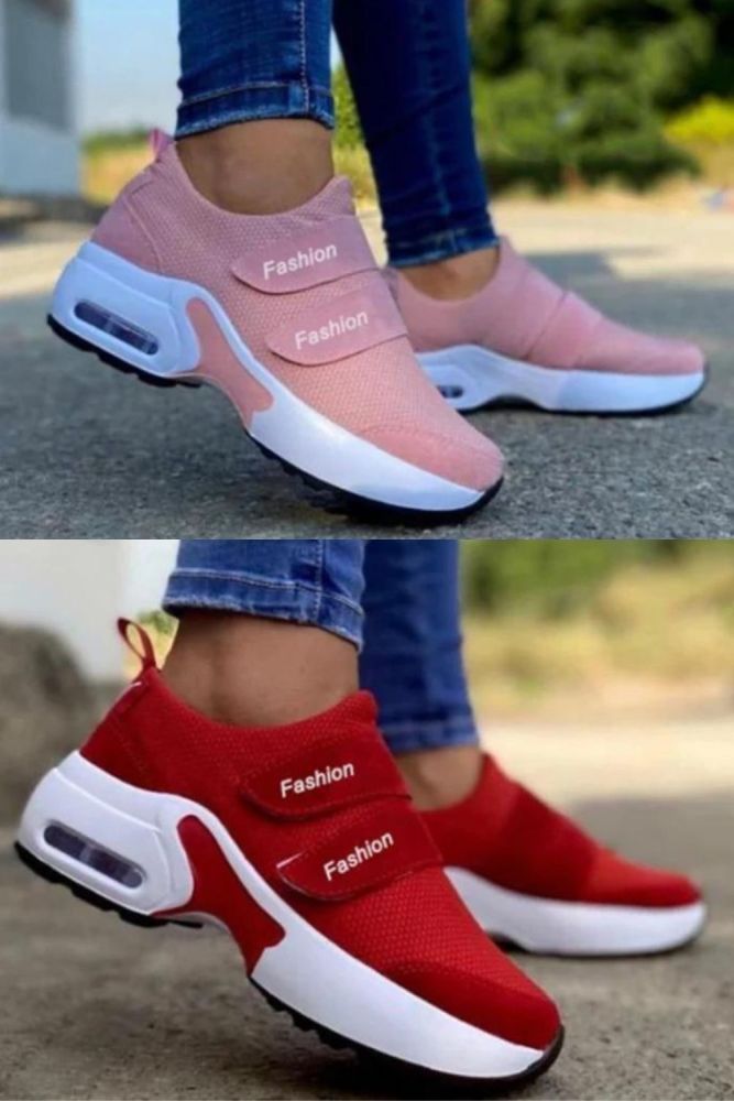 Women Fashion Platform Solid Color Breathable Wedges Walking Sneakers