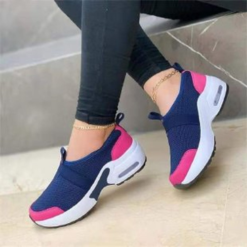 Women's Casual Thick Matching Flat Shoes Breathable Wedge Heel Sneakers