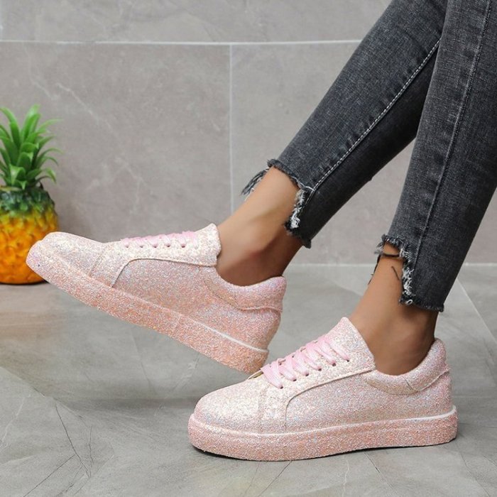 New Lace-up Women's Flat Round Toe Casual Single Sneaker