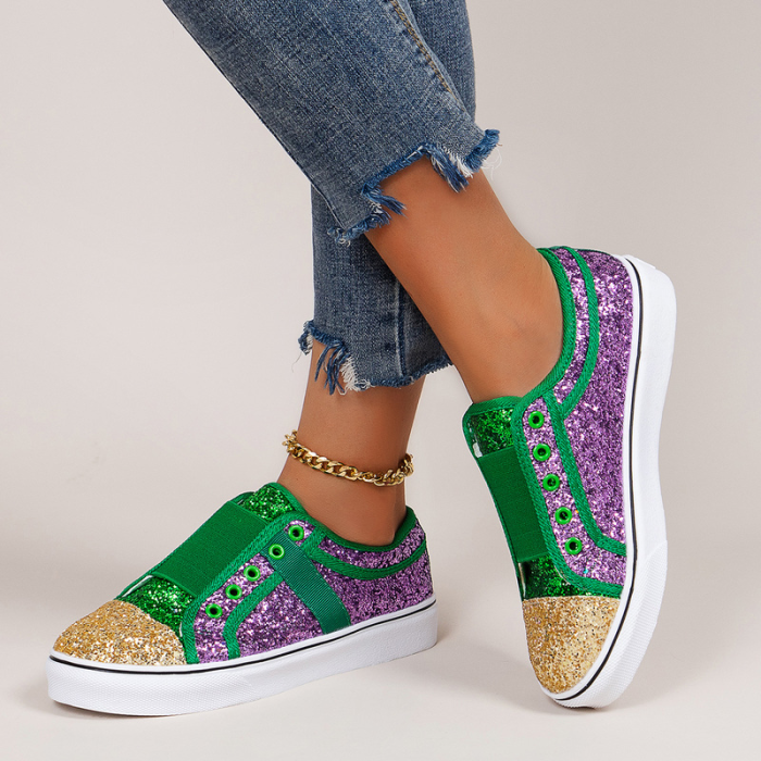 Women Slip On Sneakers Casual Fashion Sequined Canvas Shoes
