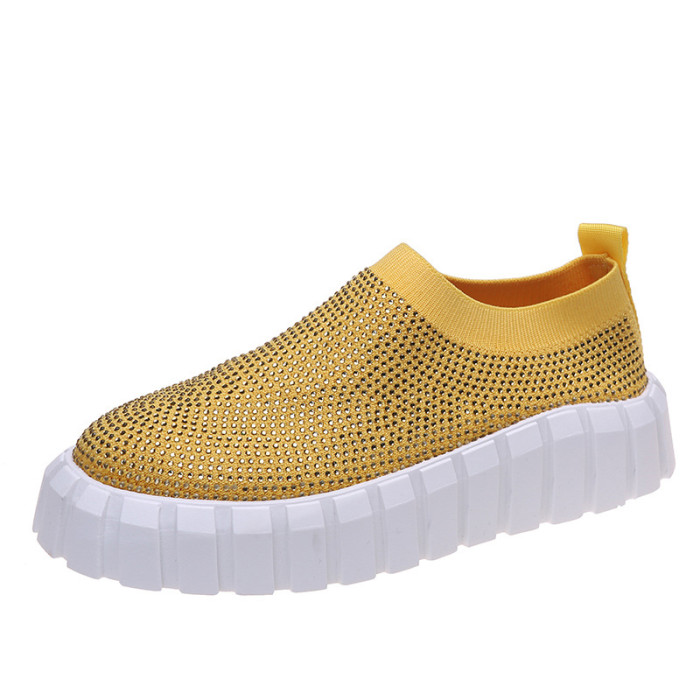 Spring New Thick-soled Solid Mesh Breathable Casual Canvas Shoes