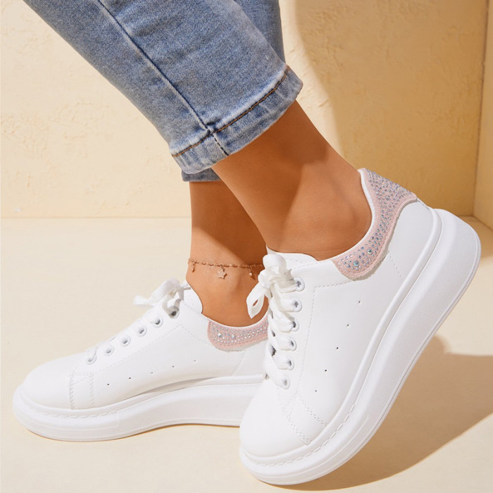 Women's Spring New Fashion Thick Bottom Round Toe Large Size Sneakers