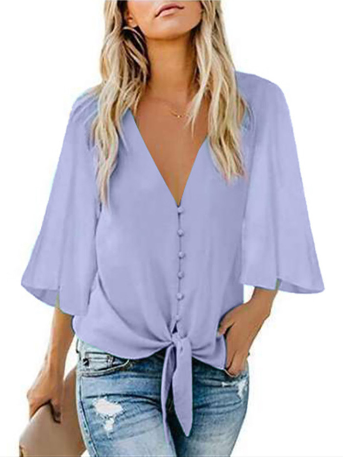 Sexy Deep V-neck Casual Shirts