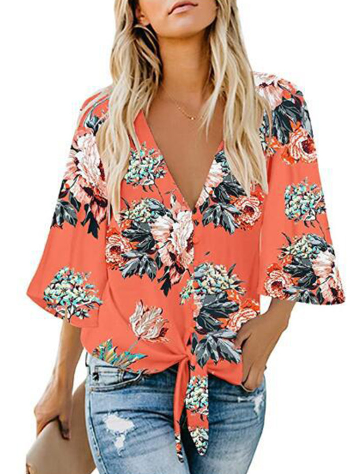 Sexy Deep V-neck Casual Shirts