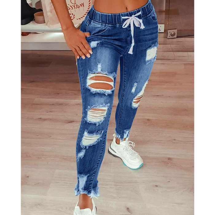 Women's Fashion Ripped Skinny Jeans