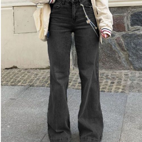 Women Classic Wide Leg Loose Vintage Streetwear Flared Jeans
