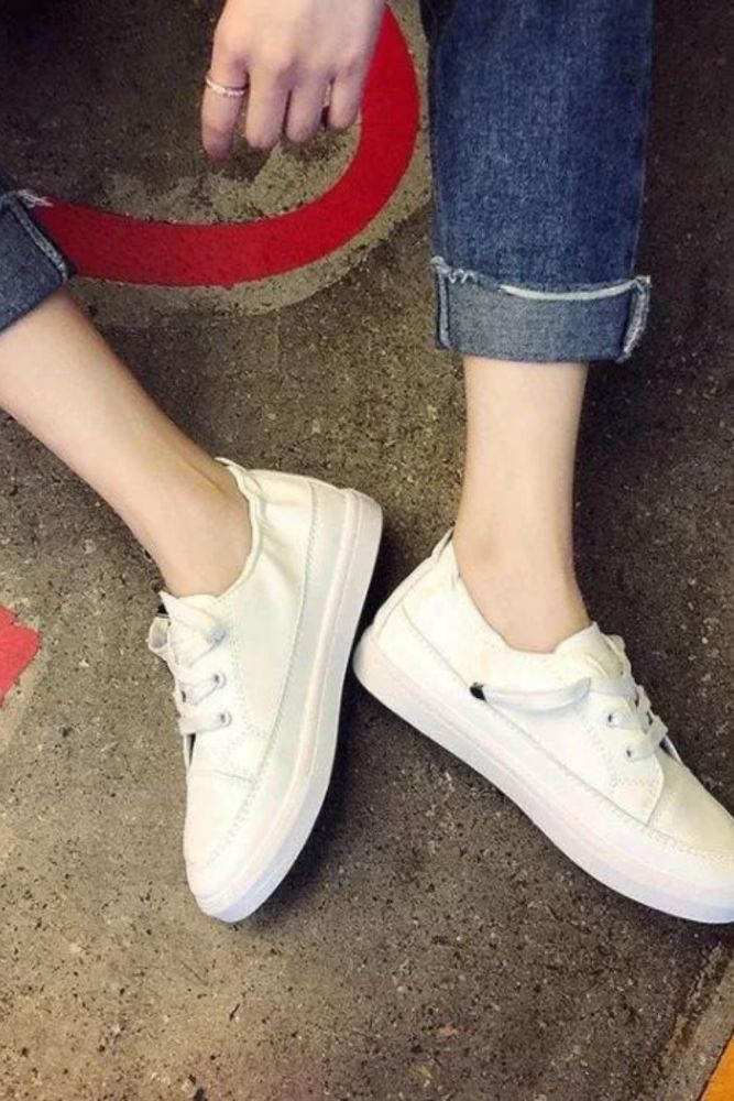 Lace-up Casual Shoes White Shoes Women