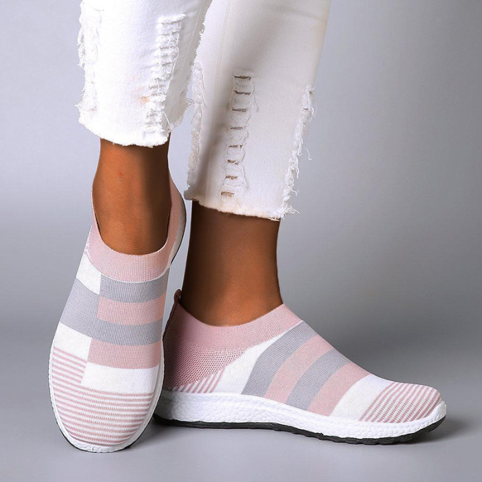 Women Sneakers Autumn Woman Flats Shallow Slip-On Patchwork Mesh Shoes Female Canvas Casual Shoes Women