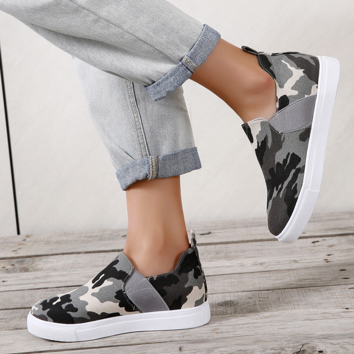 Fashion Leopard Slip On Flat Comfortable Canvas Shoes