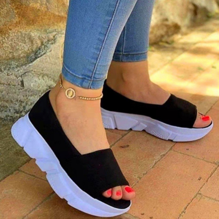 New Women's Summer Light Sandals Platform Shoes Low-top Mesh Casual Thick Bottom One-line Women's Sandals