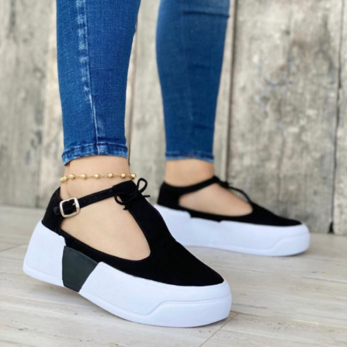 New Women's Casual Flats Fashion Bow-knot Buckle Simple Comfortabl Shoes