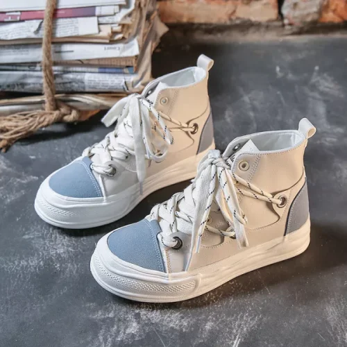 Fashion Women Lace-up Casual Breathable Canvas Shoes