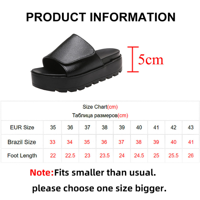 Leather Platform Slippers Women Plus Size Hick Soled Sandals