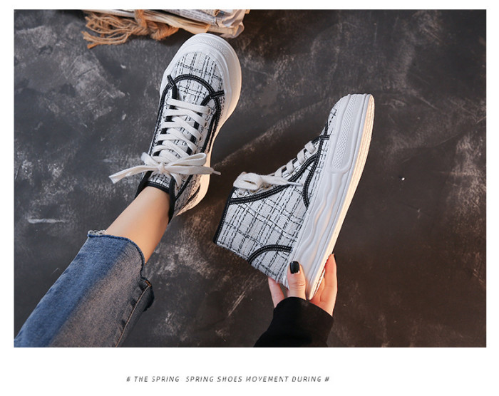 New Fashion Small Fragrance Style High Top Canvas Shoes