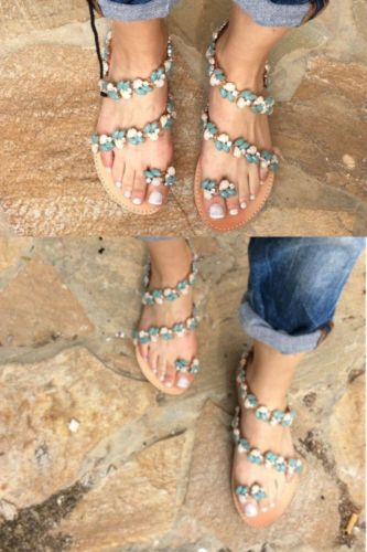 Summer Flat Sandals Sweet Boho Pearl Decoration Sandals Women