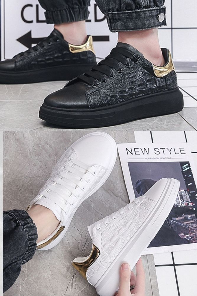 New Men Shoes Lace Up Casual Raining Board Shoes Korean Street Students