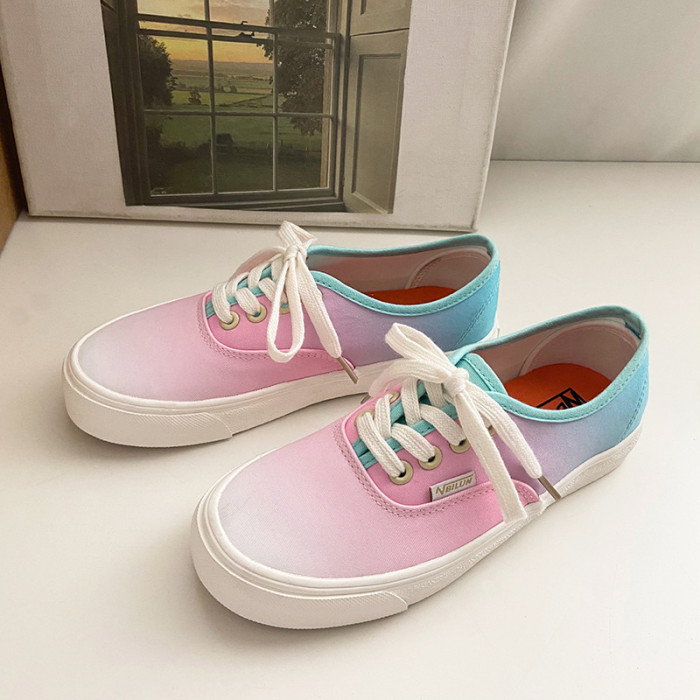 Dyed Stylish Low Top Lace Up Canvas Shoes For Girls
