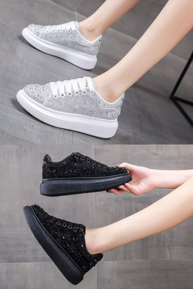Women's Fashion Plus Size Lace Up Sneakers