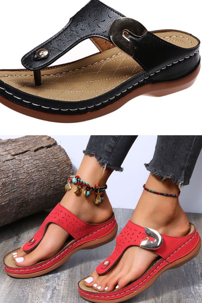 Women Clip Toe Slippers PU Leather Solid Plus Size Female Flip Flops Comfort Casual Slides Outdoor