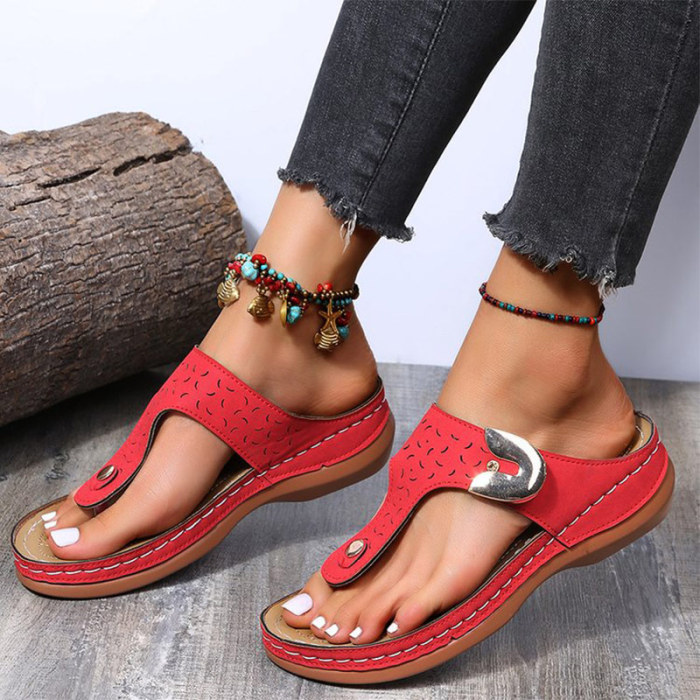 Women Clip Toe Slippers PU Leather Solid Plus Size Female Flip Flops Comfort Casual Slides Outdoor