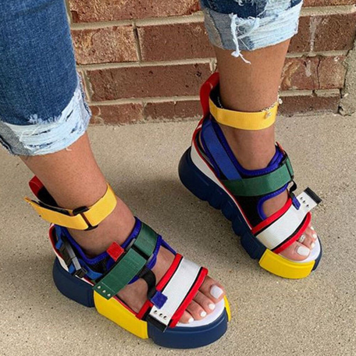 Summer Sandals Women Thick Bottom Womens Shoes Mixed-Color Lightweight Woman Casual Shoes