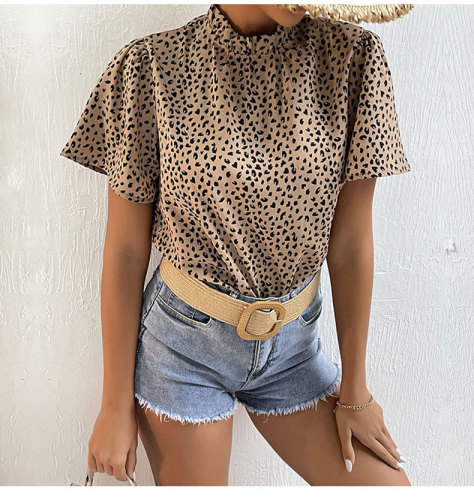 Ladies Hot Selling Niche Fashion Leopard Print T-shirt