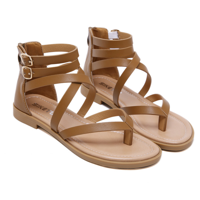 Summer Fashion Roman Light Rear Zipper Flat  Comfortable Sandals