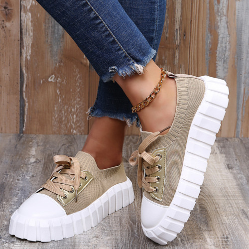 Ladies Fashion Lace-Up Comfort Flat Casual Shoes
