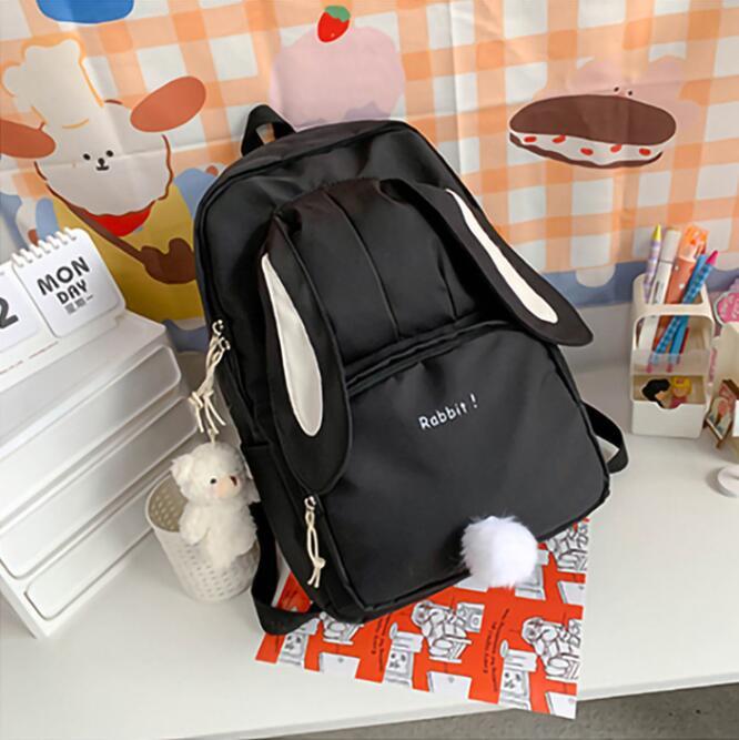 Women Cute Cartoon Rabbit Backpack Nylon Waterproof Schoolbag for Teen