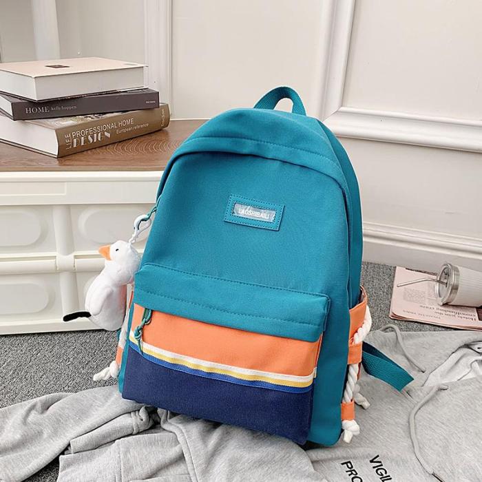 Oxford Contrast Color Backpack Kawaii Large Capacity Waterproof School Bag