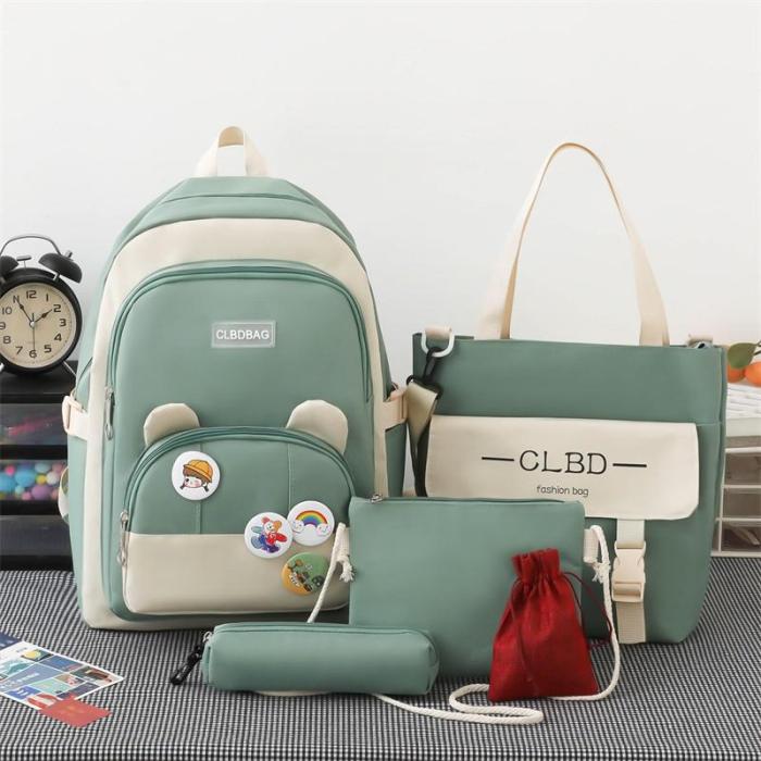 4pcs Fashion Women's Cute Multifunctional Trend Badge School Bag