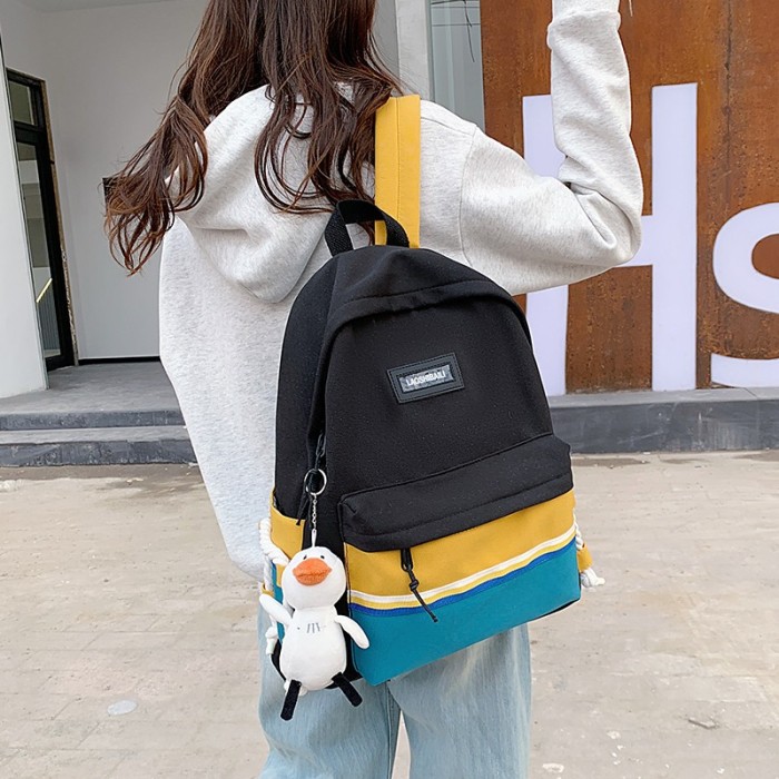 Oxford Contrast Color Backpack Kawaii Large Capacity Waterproof School Bag