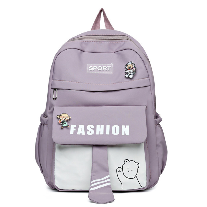 Women's Backpack Fashion Solid Zipper Nylon School Bag
