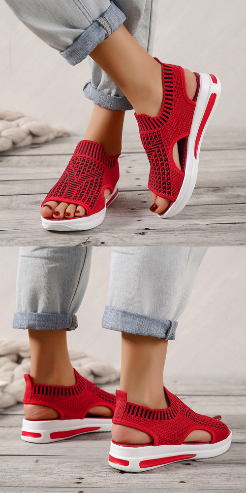 Women New Casual Mesh Hollow Beach Comfort Wedge Sandals