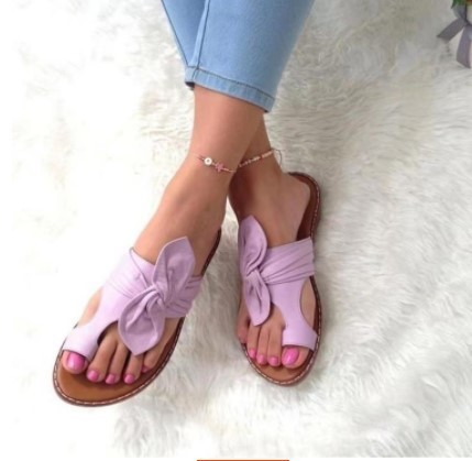 Summer Solid Color Bow Slippers