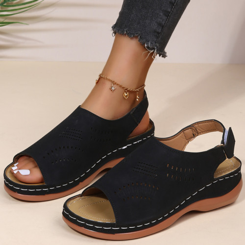 Woman Vintage Buckle Casual Sewing Wedge Sandals