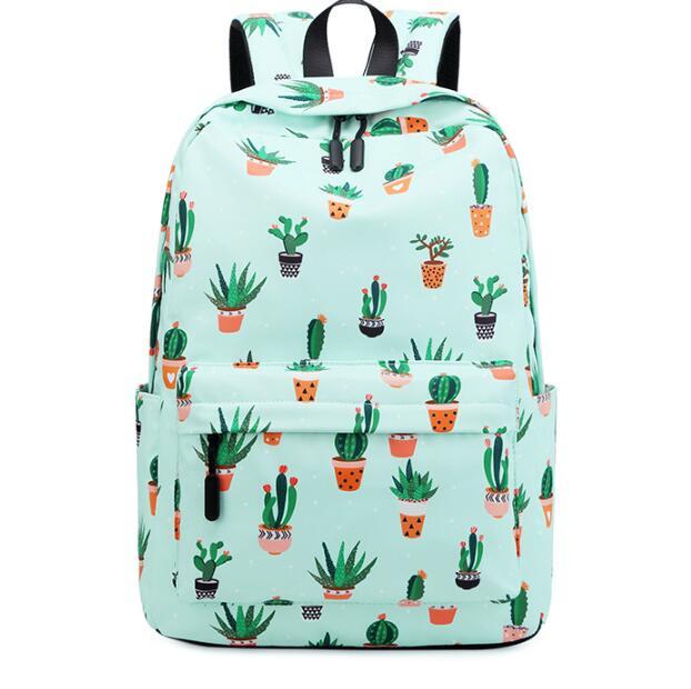 Waterproof Nylon Lightweight Cactus Printing Backpack