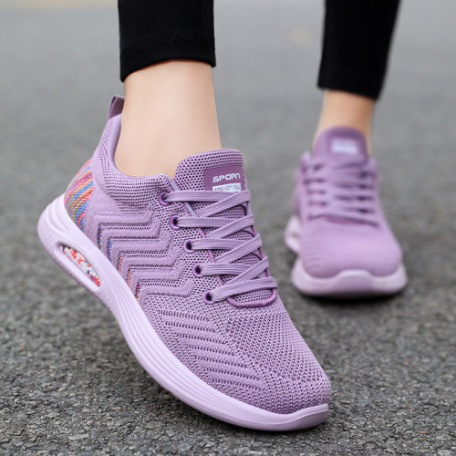 Women's Mixed Colors Rubber Sole Lace Up Sneakers