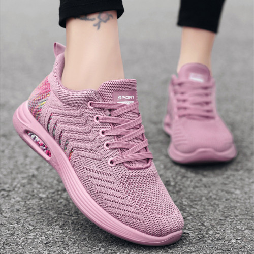 Women's Mixed Colors Rubber Sole Lace Up Sneakers