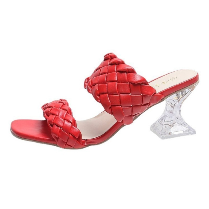 New Hand-woven Crystal High-heel Comfortable and Versatile Casual Slippers