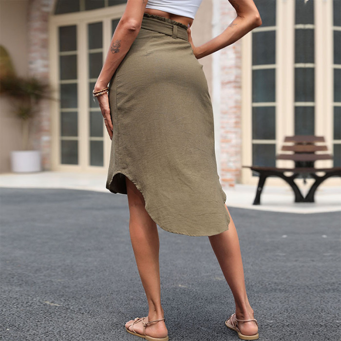 Fashion Irregular High Waist Wrapped Pleated Skirt